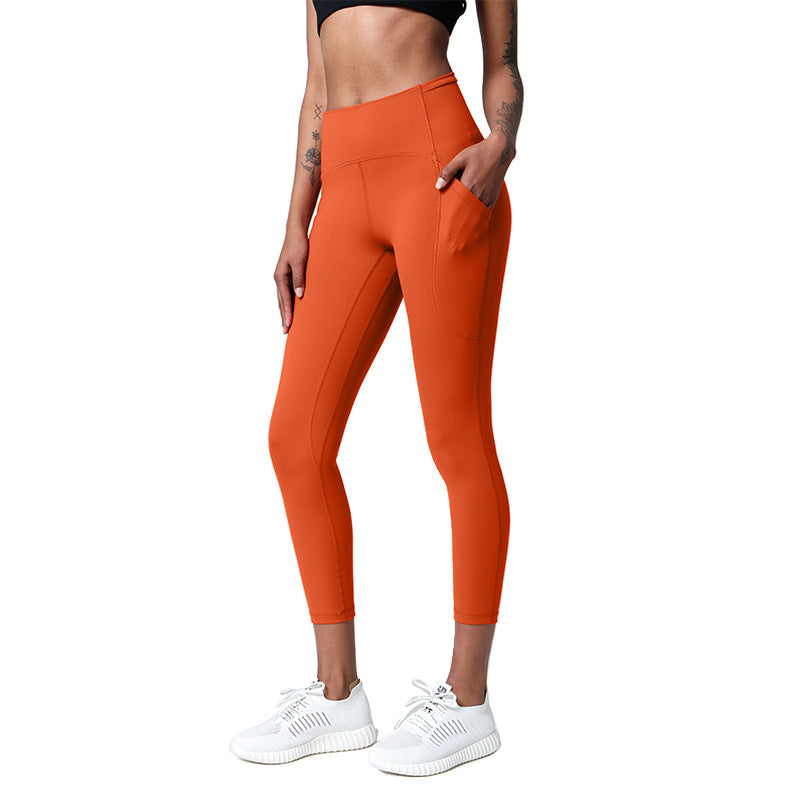 High Waisted Women's Yoga Pants Tummy Control Butt Lifting 9 10 Length Fitness Leggings for a Flattering Peach Shape