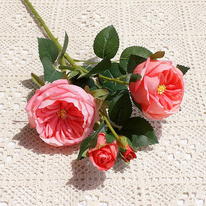 Lifelike Austin Roses - Stunning Single Stem with Multi-Bloom Heads for Home Décor, Weddings, and Model Room Displays - Perfect Artificial Flowers for Timeless Elegance