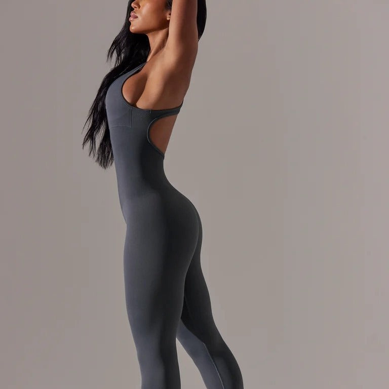 Seamless U Shaped Low Neck Yoga Jumpsuit for Butt Lifting Stretch Fitness Bodysuit for Enhanced Shape and Comfort