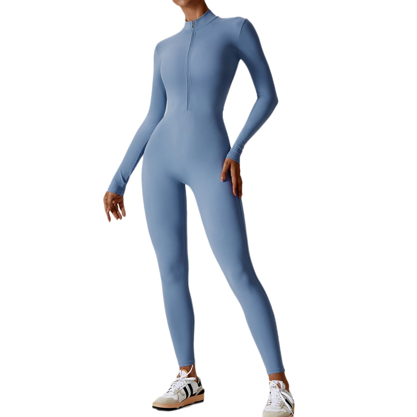 High Performance Zip Up Long Sleeve Yoga Bodysuit for Intense Workouts Functional Gymwear 8306