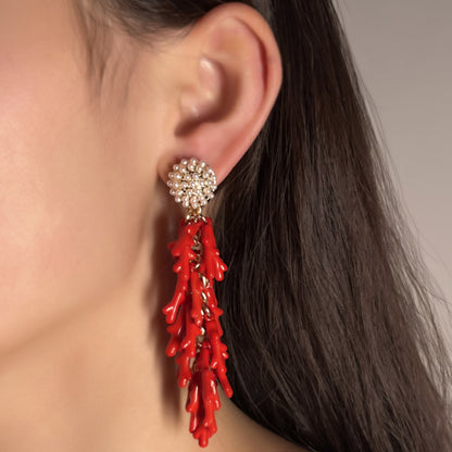 Unique Creative Design Enamel Ocean-Inspired Pendant Earrings with Micro Inlaid Imitation Pearls in Durable Alloy - Perfect for Individuality and Style