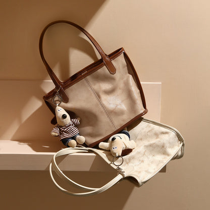 Vintage Inspired Leather Tote Bag with Nested Pouch Spacious and Chic Handbag for Women for Daily Use and Outings