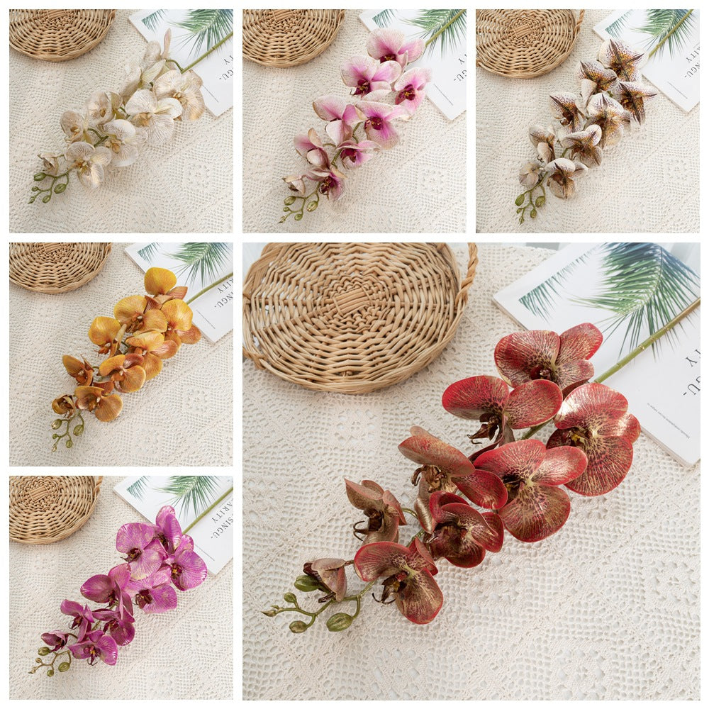 Stunning Artificial Nine-Headed Butterfly Orchid - INS Style Home Decor & Wedding Decoration - Realistic Faux Flowers CL09003 for Lasting Beauty and Elegance