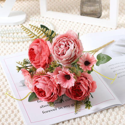 Realistic European-Style Peony and Daisy Silk Flowers for Home Décor – Perfect for Living Room, Weddings, and Photography