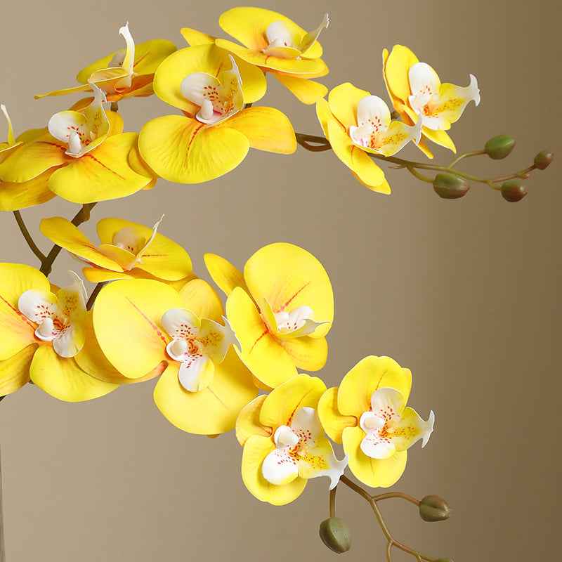 7-Stem Silk Orchid Arrangement - Realistic Faux Flowers for Elegant Living Room Decor and Wedding Venue Styling