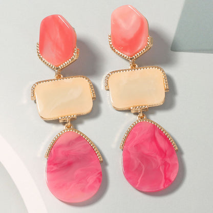 Best-Selling Bohemian Colorful Acetic Acid Resin Alloy Long Drop Earrings - Trendy, Lightweight, and Stylish Jewelry for Every Occasion