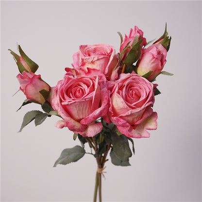 European Artificial Flower Bouquet - 9-Head Greek Rose Arrangement for Elegant Home Décor, Luxurious Silk Floral Accent with Stunning Edge Detail