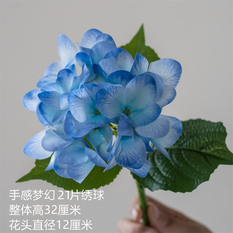 Realistic Single-Stem Hydrangea Bouquet - Lifelike Silk Flower Arrangement for Home Décor, Perfect for Weddings, Events, and Everyday Elegance