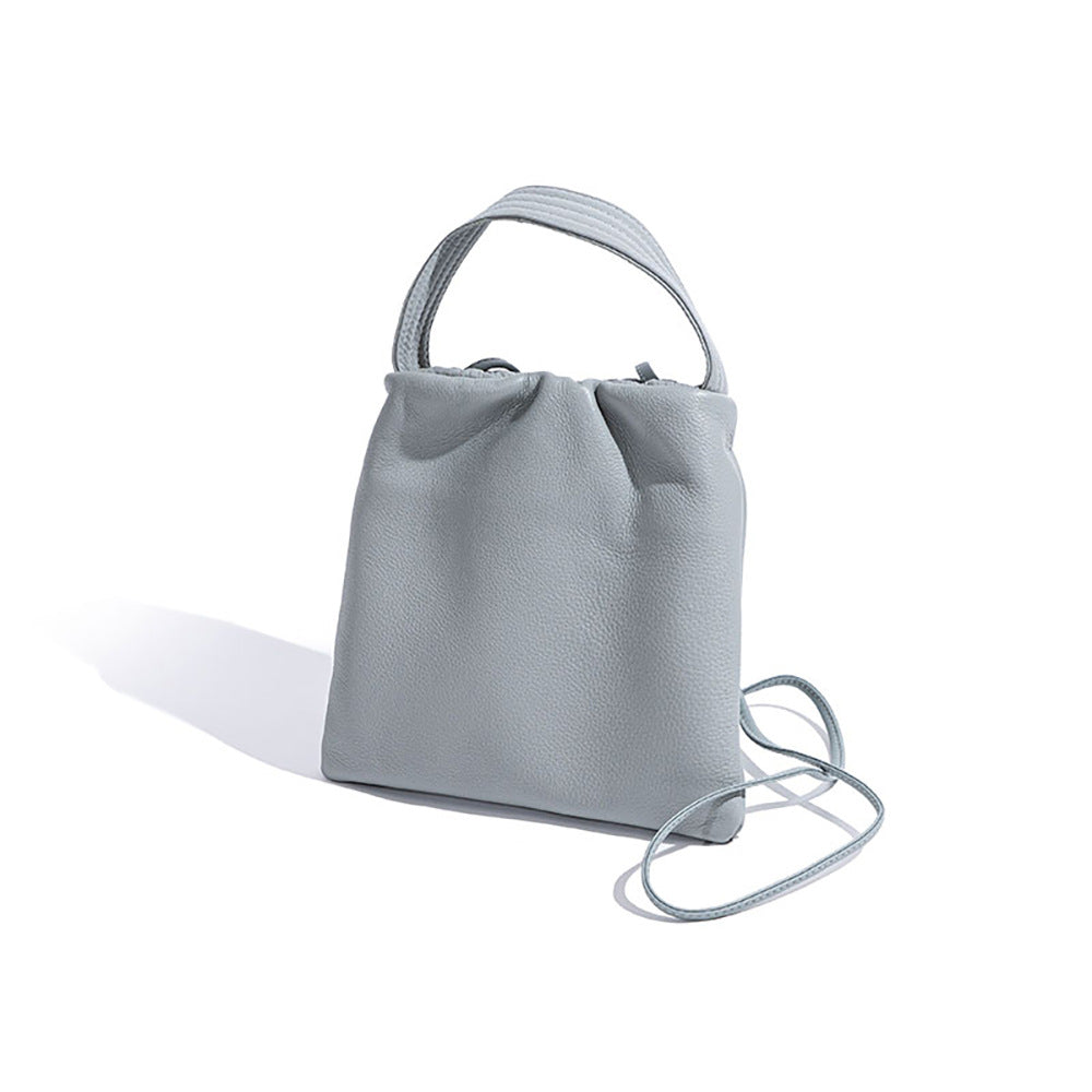 Luxurious Genuine Leather Crossbody Bag Chic Crinkled Design Lightweight and Versatile Handheld Square Purse for Modern Style