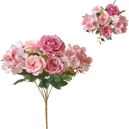 Stunning European-Style Artificial Floral Arrangements: Snowflake Hibiscus, Peony, Hydrangea & Rose Bouquets for Weddings and Event Decor – Perfect for Storefront and Home Decorative Touch