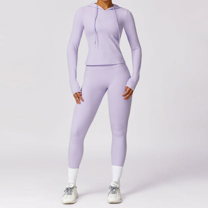 Women's Quick Dry Long Sleeve Yoga Set Winter Outdoor Running Fitness Gear Style 8579 for Comfort Performance