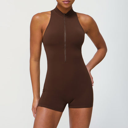 Women's Full Body Yoga Jumpsuit with Zipper Sculpting and Tummy Control Fitness Bodysuit for a ly Shaped Silhouette and Enhanced Curves