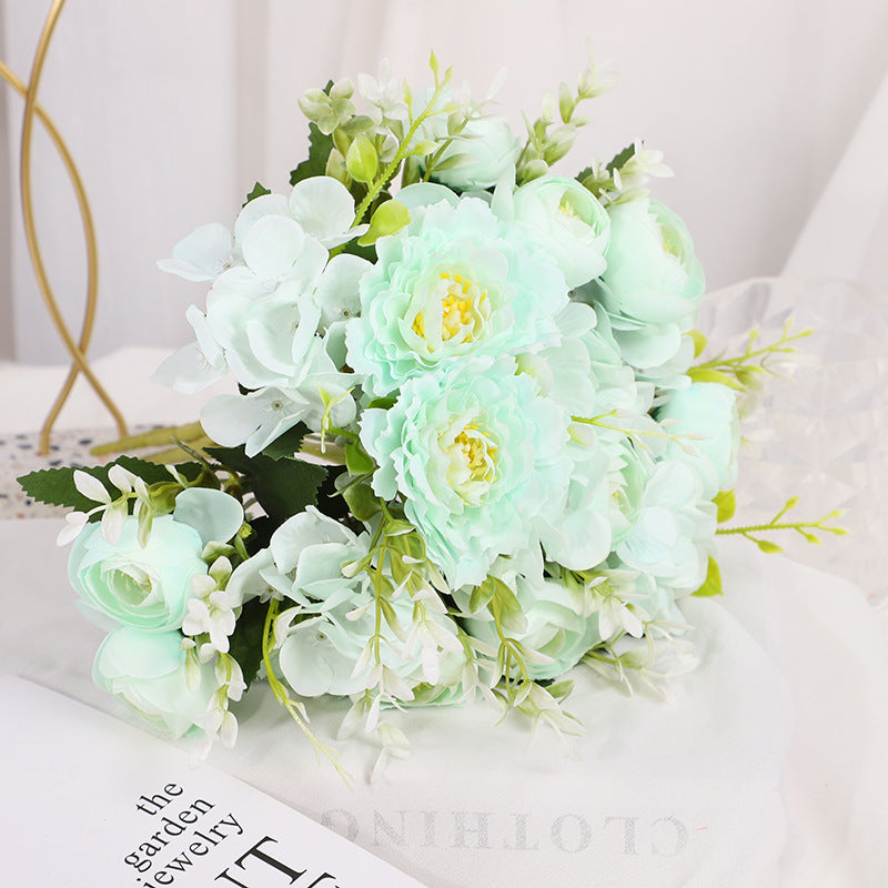 Realistic Artificial Flower Bouquet - Tina Hydrangeas and Lotus Flowers for Elegant Home Decoration in Living Room and Bedroom