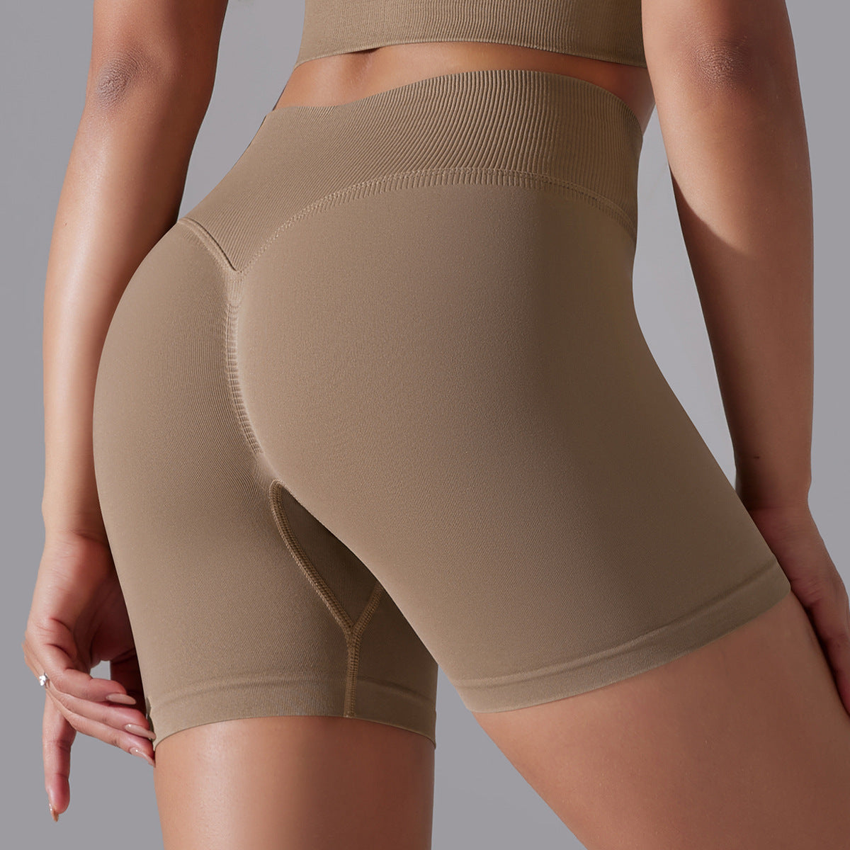 Seamless High Waisted Compression Peach Butt 3 4 Length Shorts for Running Yoga and Fitness Workouts