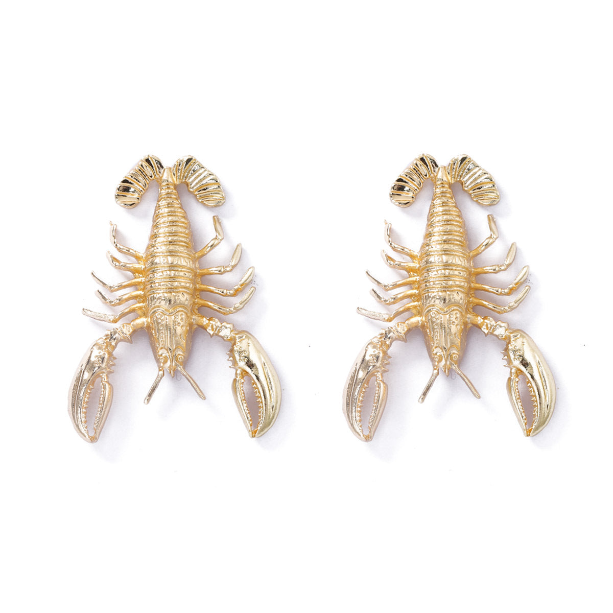 Chic Minimalist Retro Alloy Lobster Earrings - Unique Ocean-Inspired Jewelry for Effortless Vacation Style