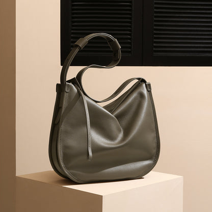 Genuine Top Grain Leather Tote Bag Relaxed Style Unique Oversized Design Minimalist Soft Leather Crossbody and Shoulder Bag for Effortless Chic