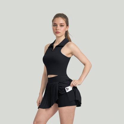 Women's Pleated Tennis Skirt Set Outdoor Leisure Running Fitness Apparel Quick Dry and Anti See Through Yoga Outfit