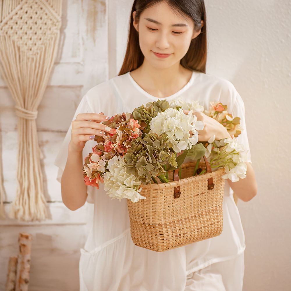 Stunning Decorative Cage with Hydrangea Faux Flowers - Lifelike Green Plants for Weddings, Events & Home Décor | INS Craft YC1022