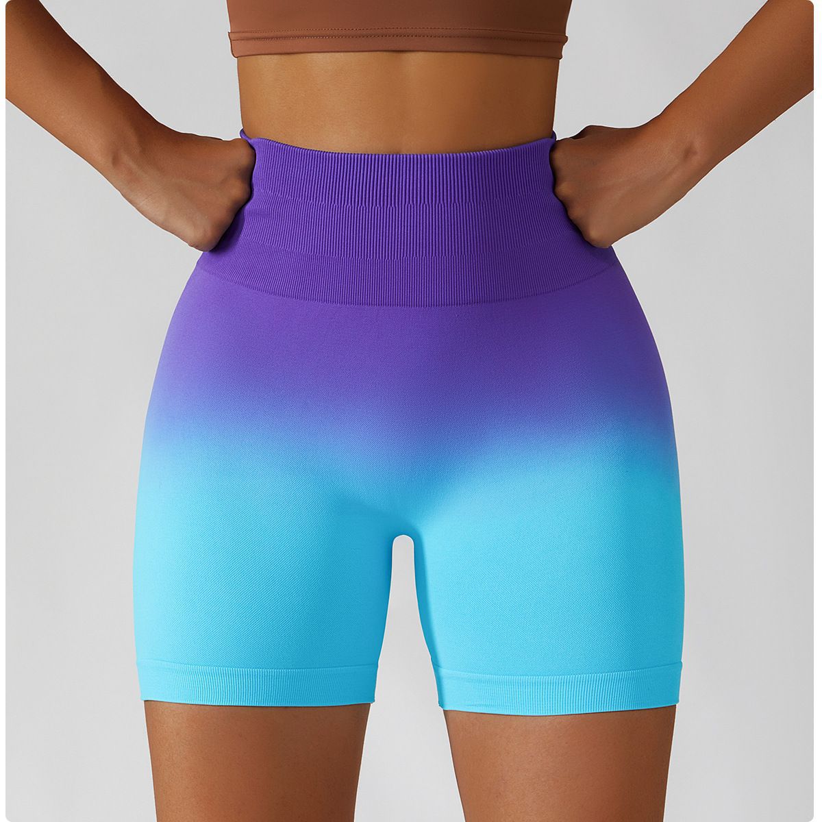 Seamless High Waisted Yoga Shorts for Women Breathable Peach Gradient Compression Bottoms for Running Fitness Working Out