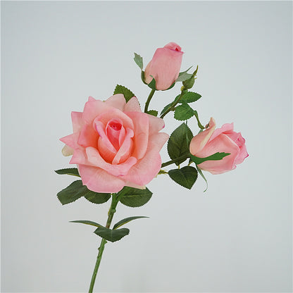 Quality Touch Soft Hydrating Rose Floral Arrangement - 3-Head Decorative Home Accent for Weddings, Events, and Photography Props