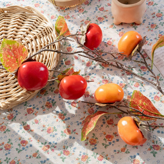 Elegant Three-Headed Persimmon Short Stem Faux Flowers – INS-Inspired Home Decor for Weddings and Celebrations - MW10103