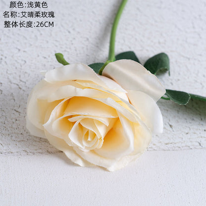 Elegant AI Qinger Single Stem Artificial Rose - Perfect for Home Decor, Weddings, and Gifts - Lifelike Greenery Ornament PJ1001