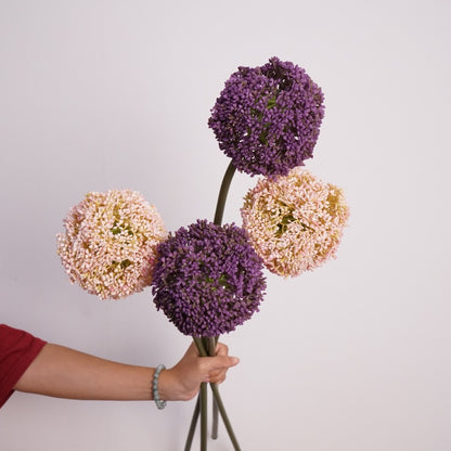 Realistic Artificial Floral Onion Ball Stem - Versatile Decorative Flower Sphere for Home Decor, Wedding Celebrations, and Photography Props