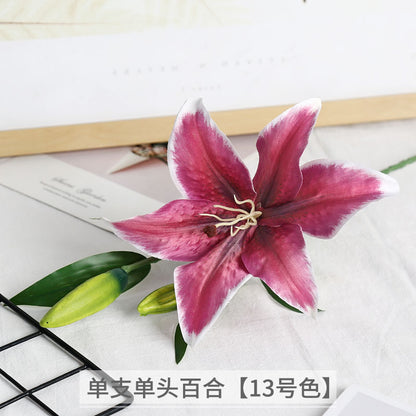 Luxurious Single-Stem Artificial Silk Lily for Wedding Decorations and Home Decor – Exquisite Pre-Made Floral Arrangement for a Touch of Elegance