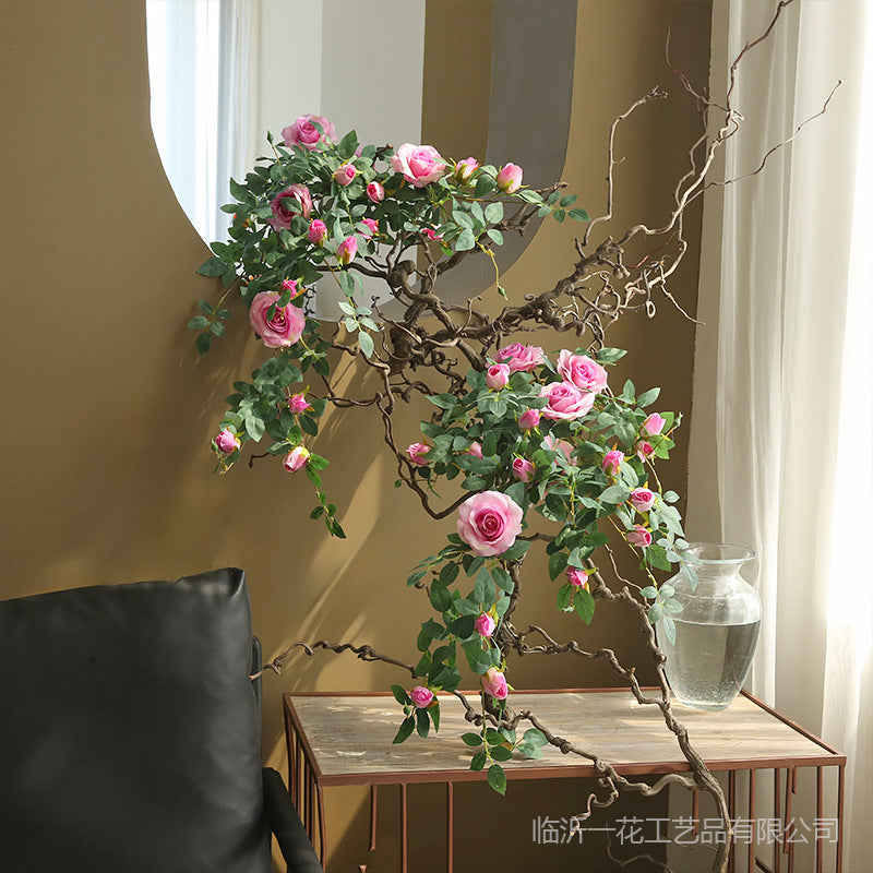 Lifelike Artificial Rose Vine – Perfect for Heartfelt Home Décor, Living Room Ceiling Décor, and Stunning Indoor Landscape Design