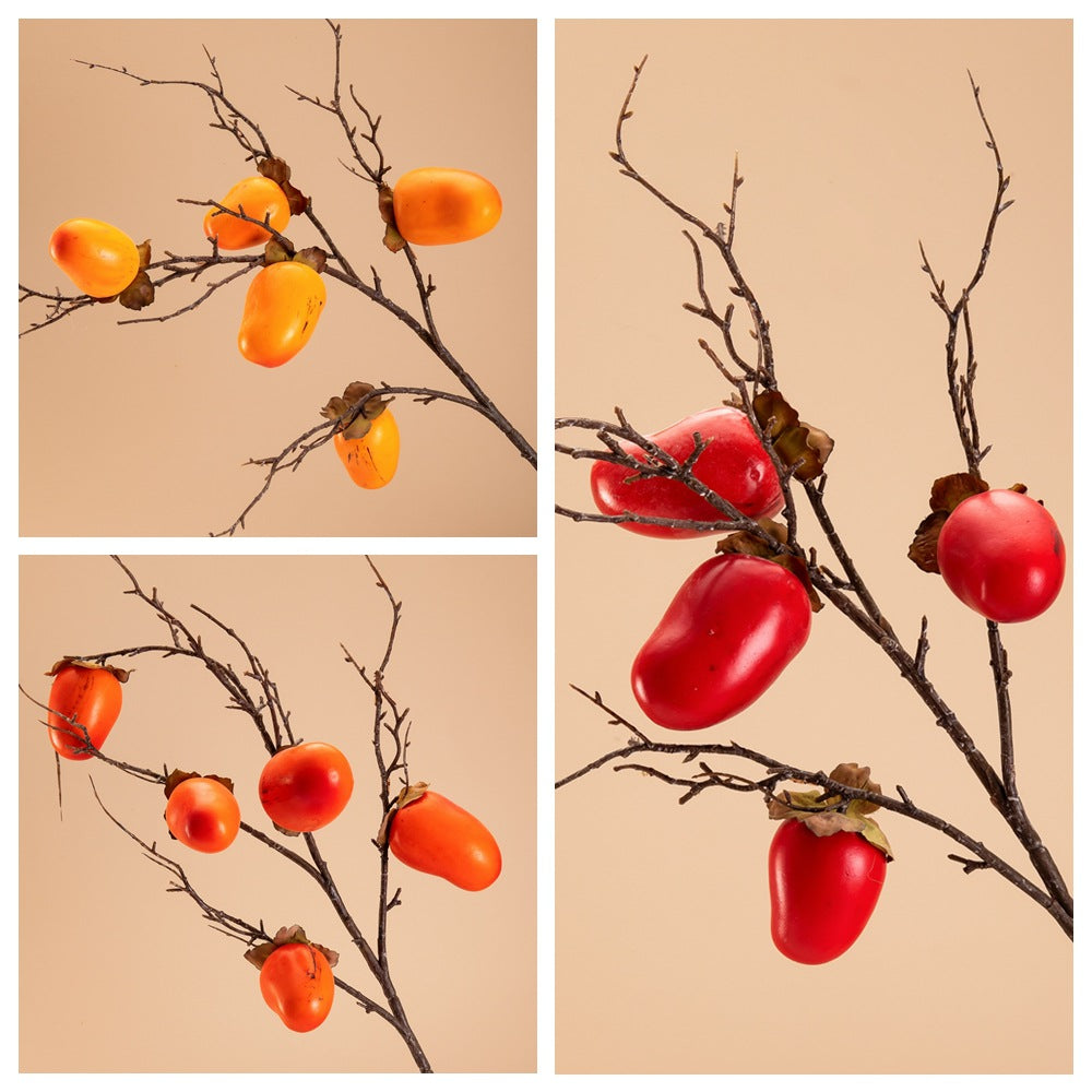 Realistic Faux Persimmon Flower: Stunning Artificial Green Plant Décor for Weddings and Special Events - Perfect for Home & Office Decoration - MW10892