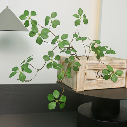 Elegant Minimalist Zen-Inspired Faux Green Plant Branches for Indoor Decor - Perfect for Home Gardening and Aesthetic Arrangements with Realistic Lotus Leaf Appeal