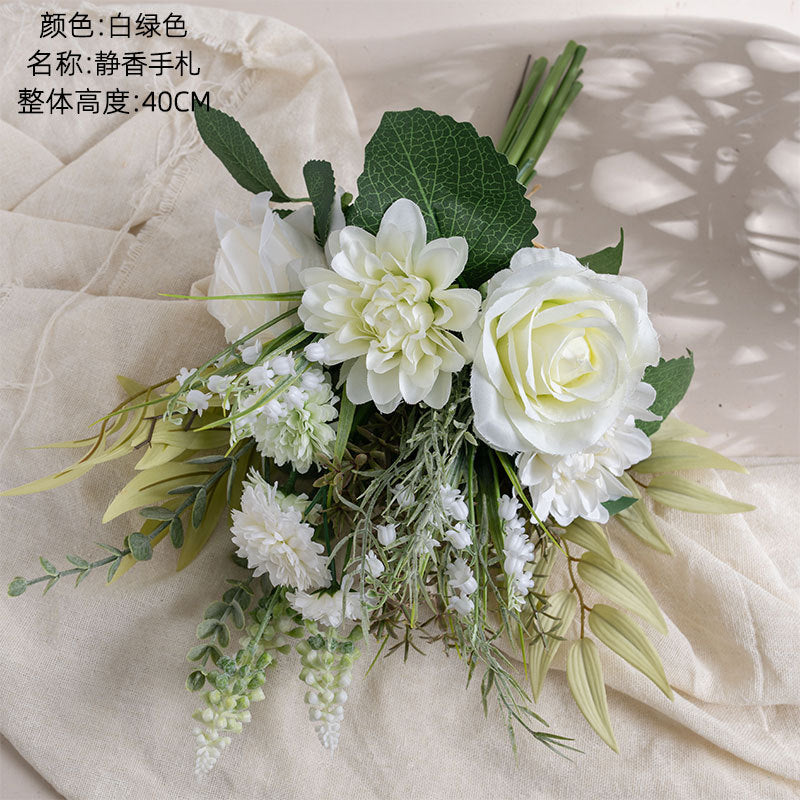 Elegant Shizuka Floral Simulation Bouquet - Stunning Home Decor & Wedding Handheld Flower Arrangement, Perfect for Wall Hanging and Stylish Events (CF01374)