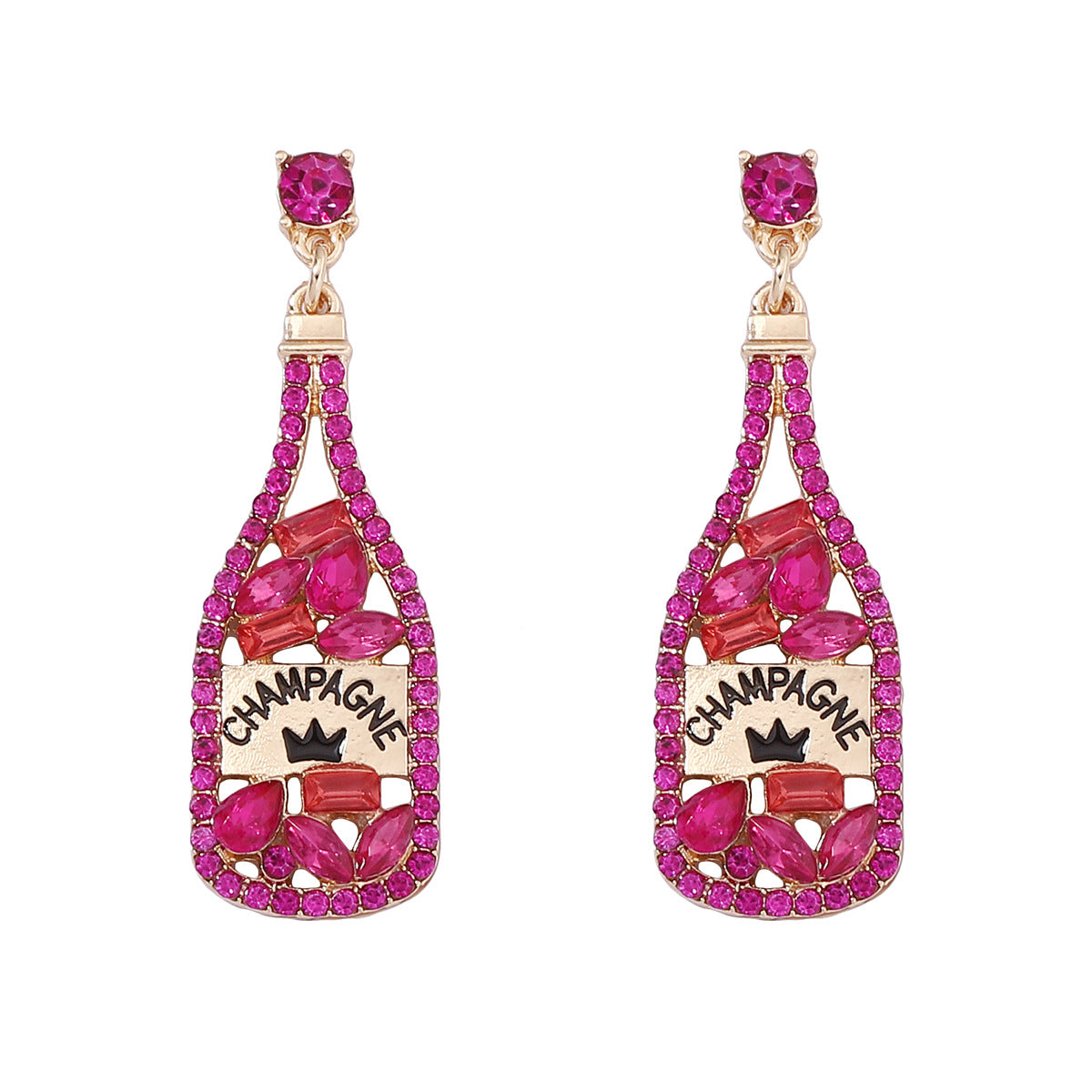 Personalized Element-Inspired Rhinestone Letter Bottle Charm Earrings for Women – Trendy and Unique Fashion Statement