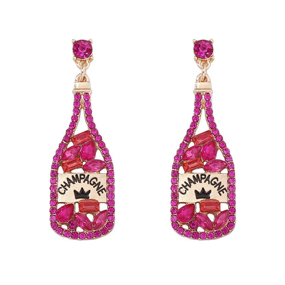 Personalized Element-Inspired Rhinestone Letter Bottle Charm Earrings for Women – Trendy and Unique Fashion Statement