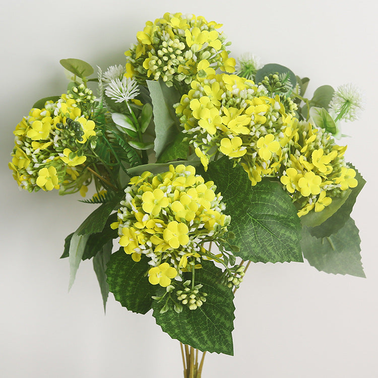 Elegant Snowball Flower Decorative Silk Hydrangea Bouquet - Perfect for Home Decor, Dining Table Arrangements, and Hotel Style Interiors