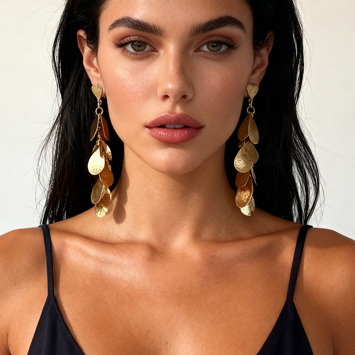 Trendy Punk Minimalist Metal Geometric Heart Pendant Earrings – Chic Daily Wear for Fashion-Forward Women