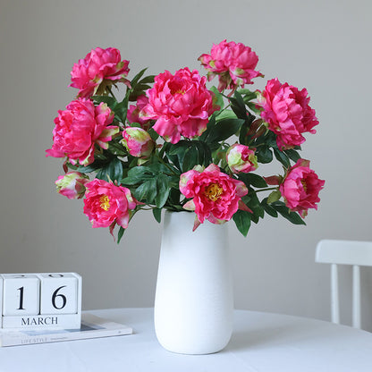 Elegant Three-Headed Fake Peony Flowers for Home Decor - Stunning Faux Floral Arrangements for Weddings, Celebrations, and Photography Props