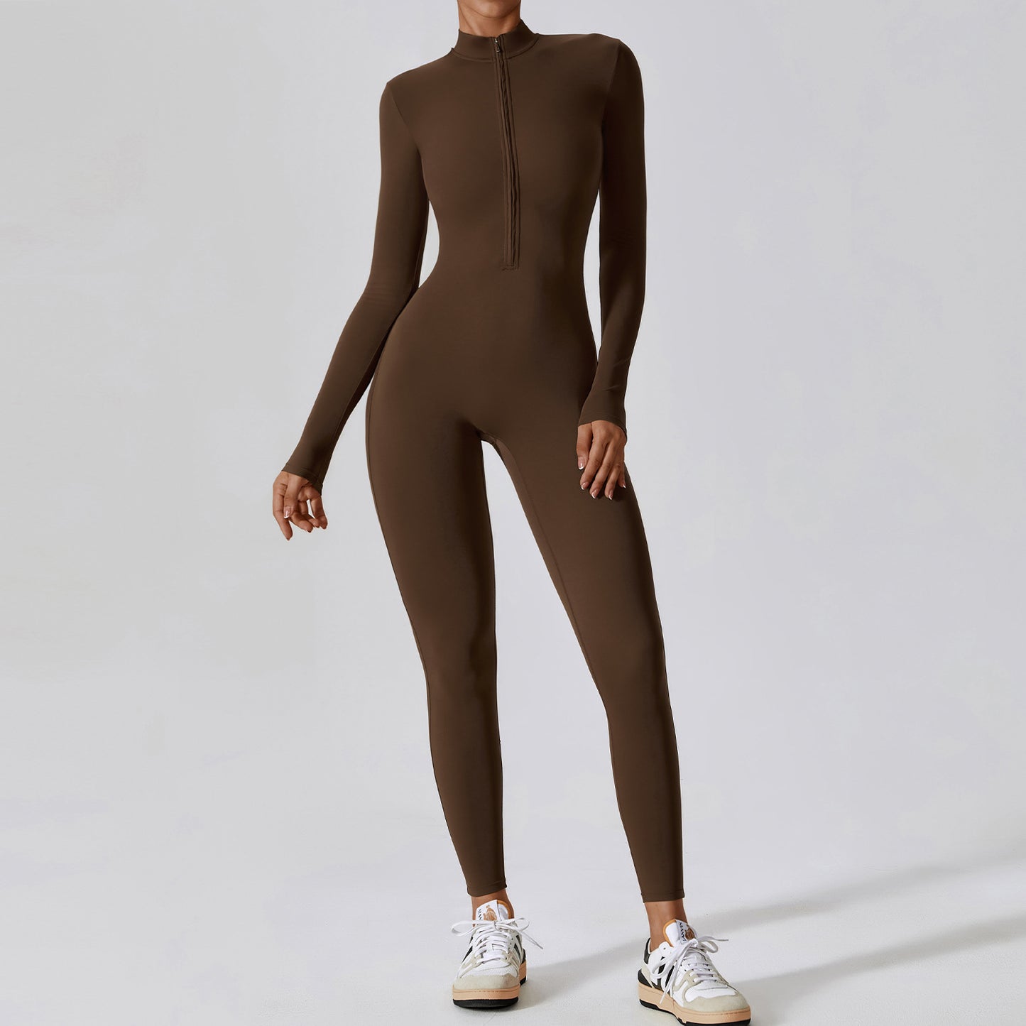 High Performance Zip Up Long Sleeve Yoga Bodysuit for Intense Workouts Functional Gymwear 8306