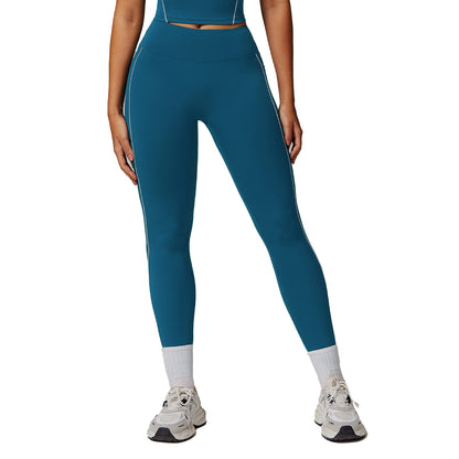 Color Block High Waisted Yoga Leggings with Pockets for Women for Running Fitness and Everyday Wear Style 5009