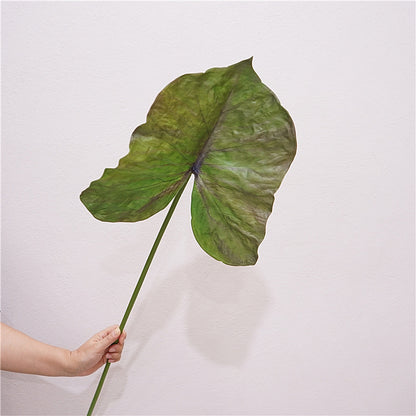 Nordic-Inspired Artificial Plant - Long-Stemmed Green Alocasia Leaves for Home Décor and Landscape Design