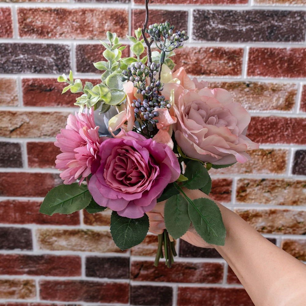 Beautiful Handheld Bridal Bouquet with Realistic Faux Roses – Perfect for Home Decor, Weddings, and Special Occasions – GF15975