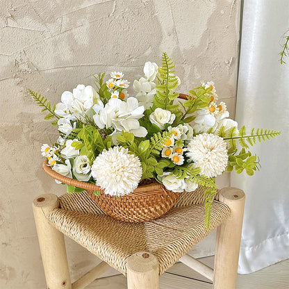 Vibrant Daisy-Inspired Faux Flower Bouquet with Hydrangeas - Perfect for Home Decor, Living Room Accent, Wedding Decorations, and Photography Props