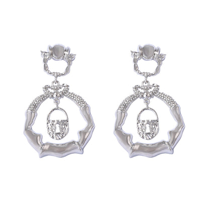 Luxurious Vintage-Inspired Creative Design Alloy Keyhole Drop Earrings with Micro Paved Zircon Stones for Women – Statement Jewelry for Any Occasion