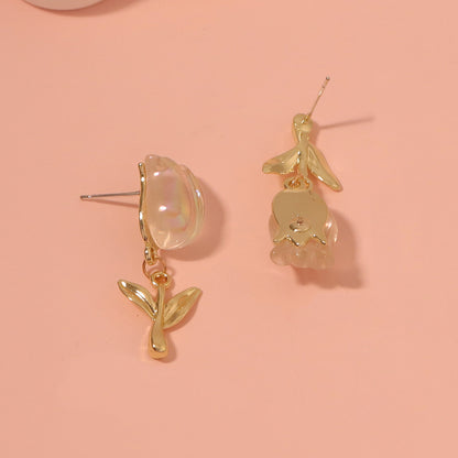 Trendy Korean-Inspired Boutique Floral Alloy Resin Stud Earrings for Women - Versatile, Chic and Perfect for Every Occasion