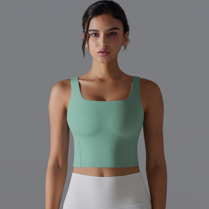 Seamless Built In Bra Yoga Top for Women Sleeveless Back Sports Bra for Shock Absorption and Comfort during Workouts