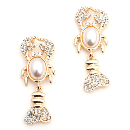 Unique Rhinestone Shrimp Earrings - Trendy Animal Jewelry for Bold Fashion Statements!