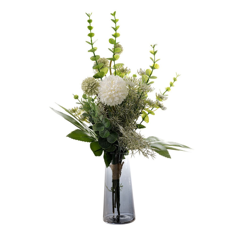 Stunning Artificial Dandelion and Eucalyptus Wedding Bouquet - Elegant Home Décor and Wall Hanging Floral Arrangement - Ideal for Special Events & Celebrations - CF01050