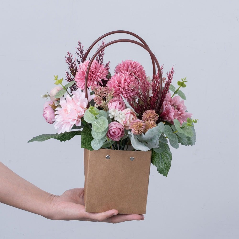 Customizable Xiqing Dandelion Flower Basket – Realistic Home Decor for Weddings, Elegant Handheld Bouquets, and Stunning Wall Hangings – CF01405