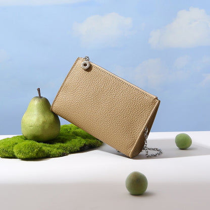 Genuine Leather Women's Shoulder Bag Grain Cowhide Commuter Tote with Minimalist Design and Chic Aesthetic