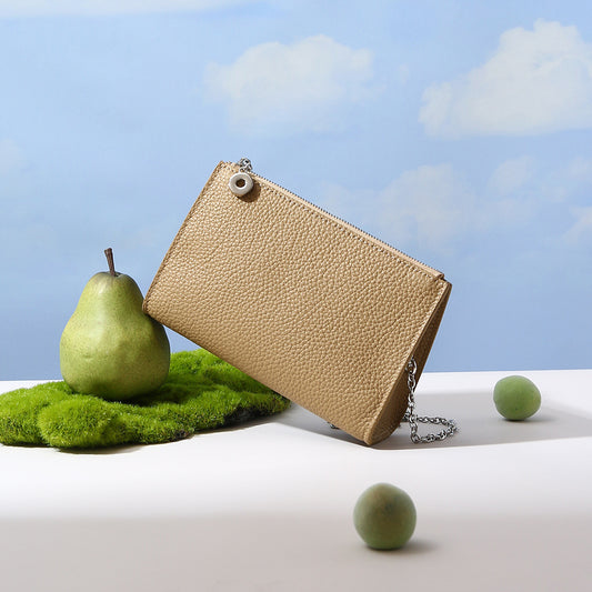 Genuine Leather Women's Shoulder Bag Grain Cowhide Commuter Tote with Minimalist Design and Chic Aesthetic